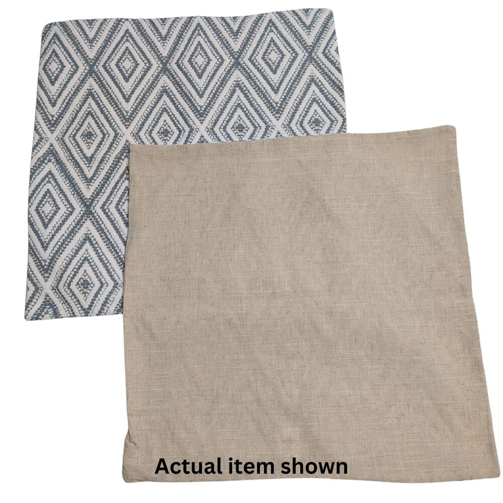 🔹 HPUK Geometric Blue Throw Pillow Covers 20x20 Set of 2 Boho Modern Textured - Picture 4 of 6